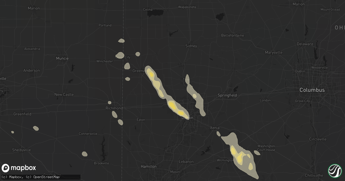 Hail map in West Milton, OH on September 4, 2026
