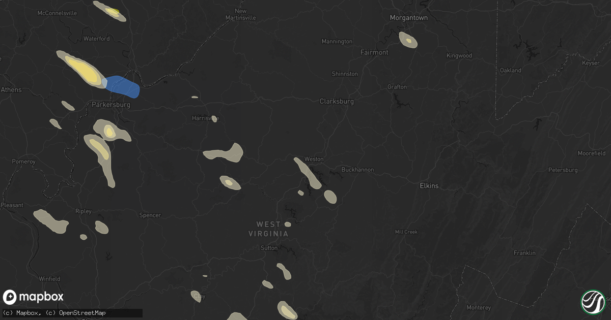Hail map in Weston, WV on September 4, 2026
