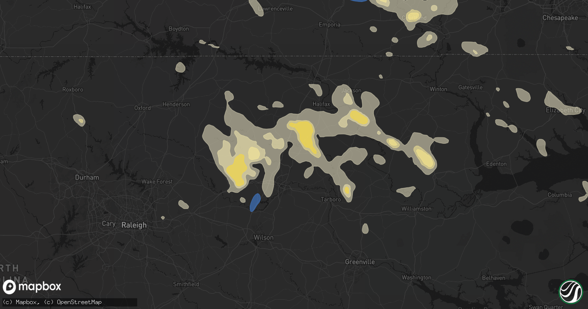 Hail map in Whitakers, NC on September 4, 2026