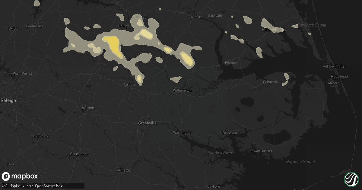 Hail map in Williamston, NC on September 4, 2026