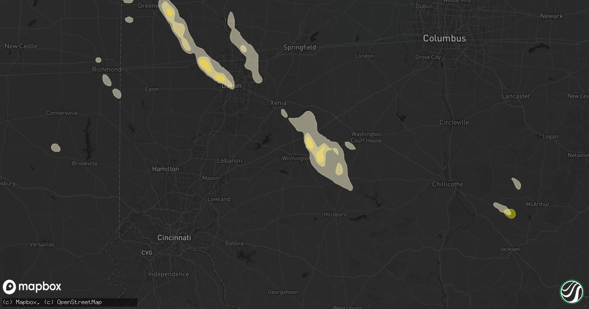 Hail map in Wilmington, OH on September 4, 2026