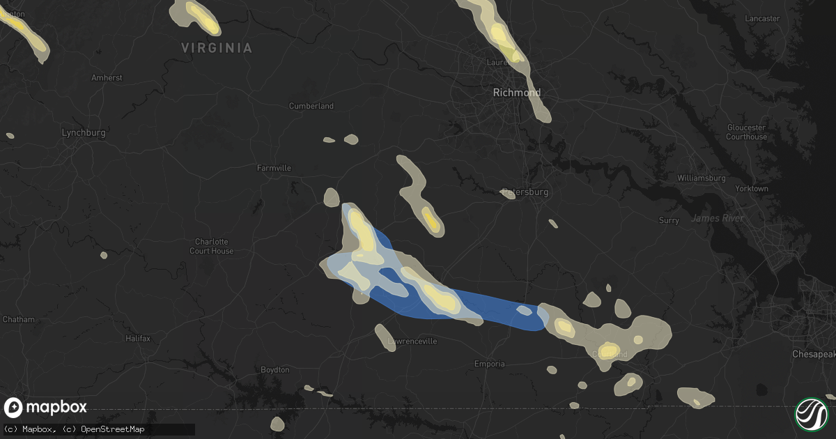 Hail map in Wilsons, VA on September 4, 2026