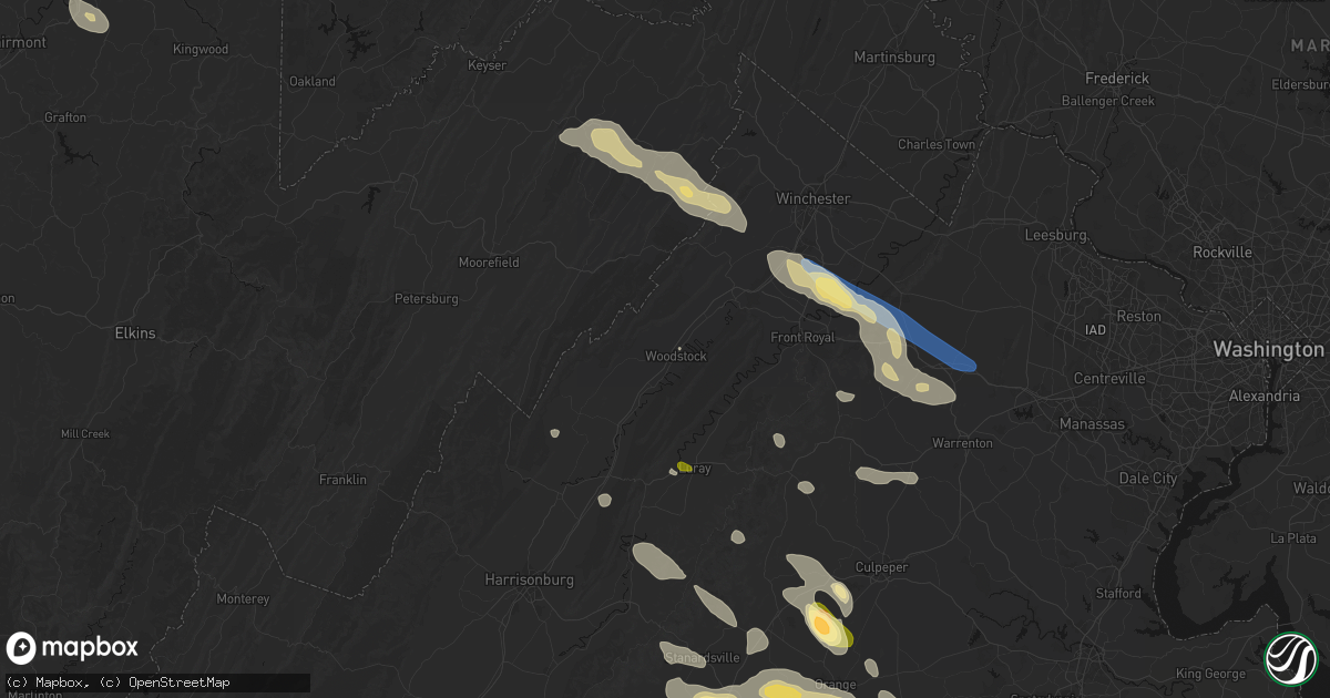 Hail map in Woodstock, VA on September 4, 2026