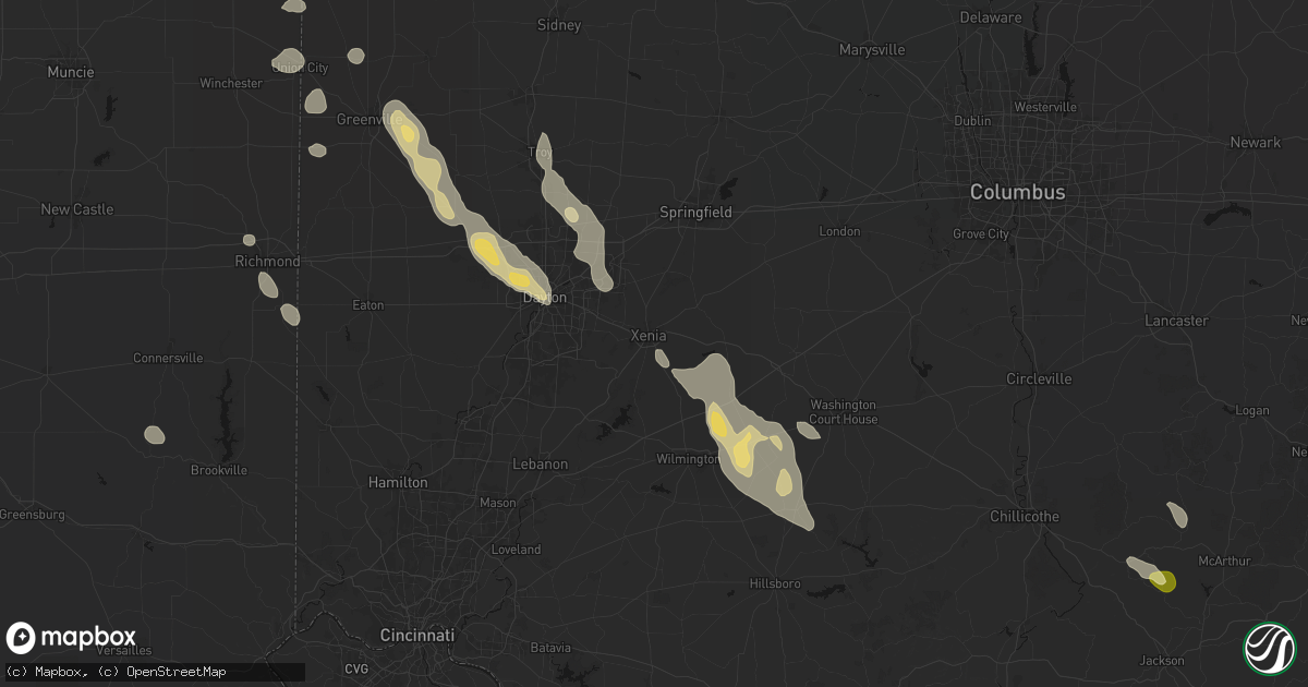 Hail map in Xenia, OH on September 4, 2026