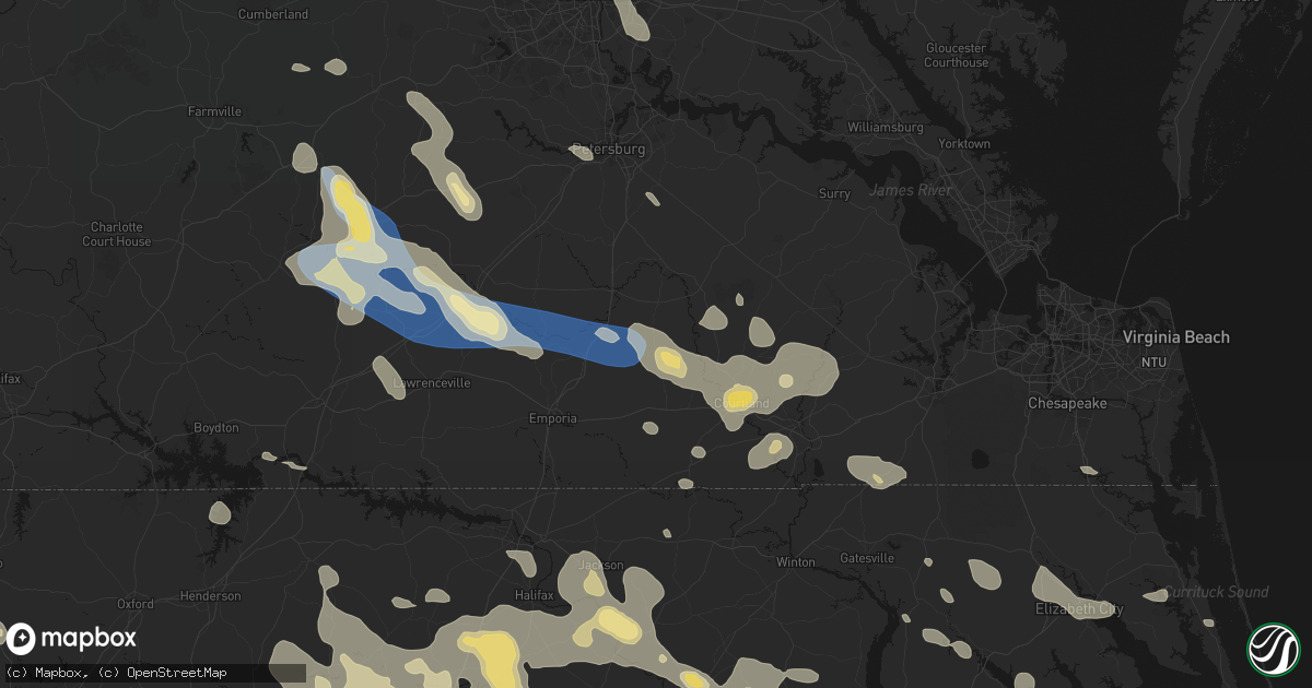 Hail map in Yale, VA on September 4, 2026
