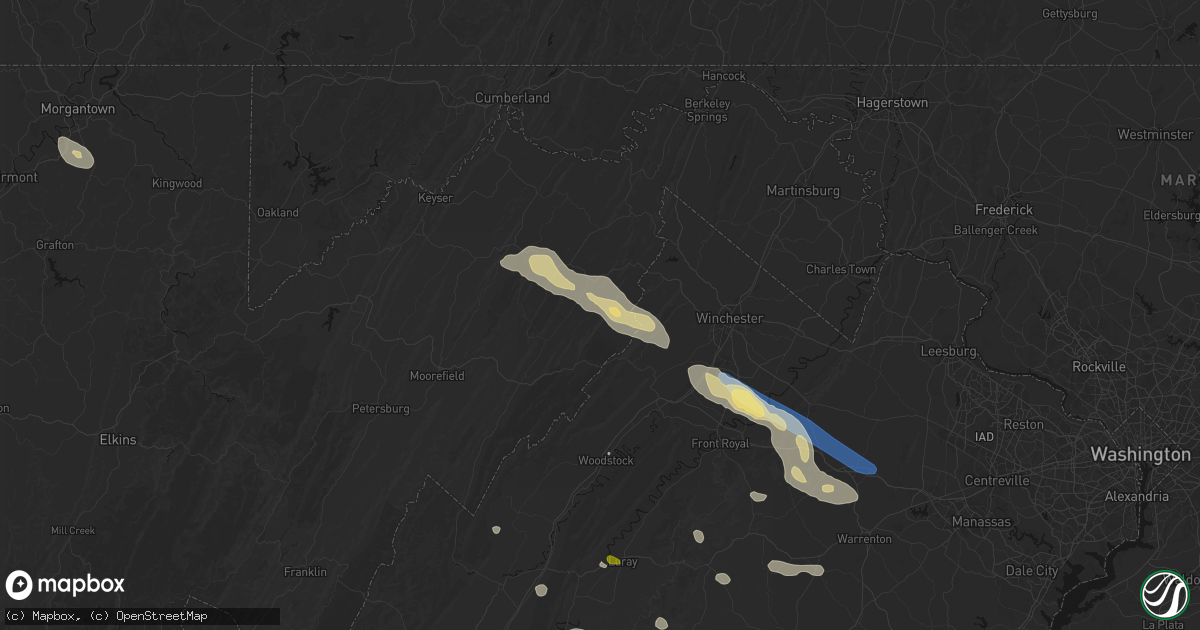 Hail map in Yellow Spring, WV on September 4, 2026