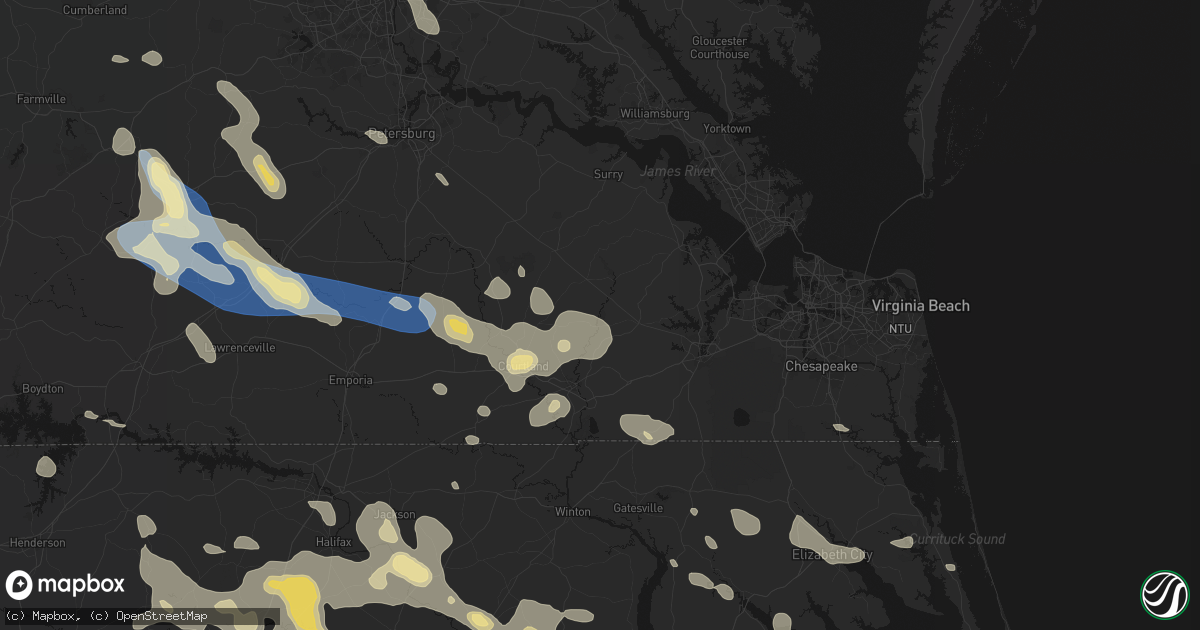 Hail map in Zuni, VA on September 4, 2026