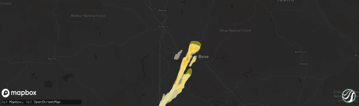 Hail map in Caldwell, ID on September 5, 2013