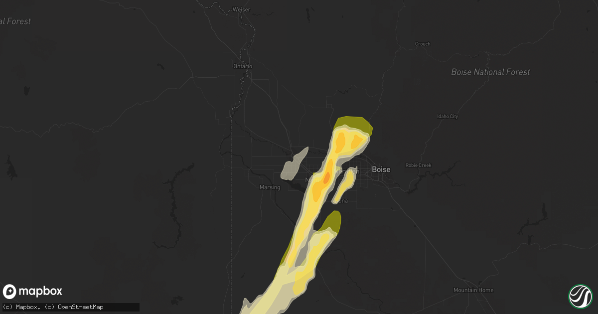 Hail map in Caldwell, ID on September 5, 2013