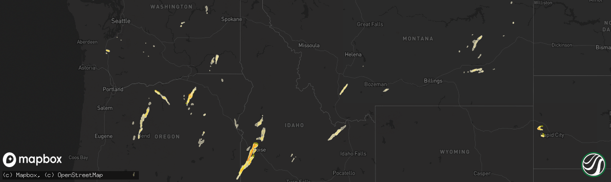 Hail map in Idaho on September 5, 2013