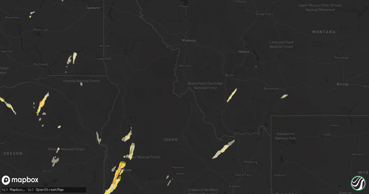 Hail map in Idaho on September 5, 2013