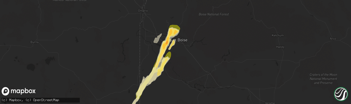 Hail map in Kuna, ID on September 5, 2013