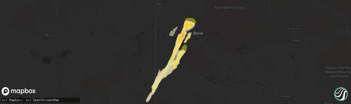 Hail map in Melba, ID on September 5, 2013