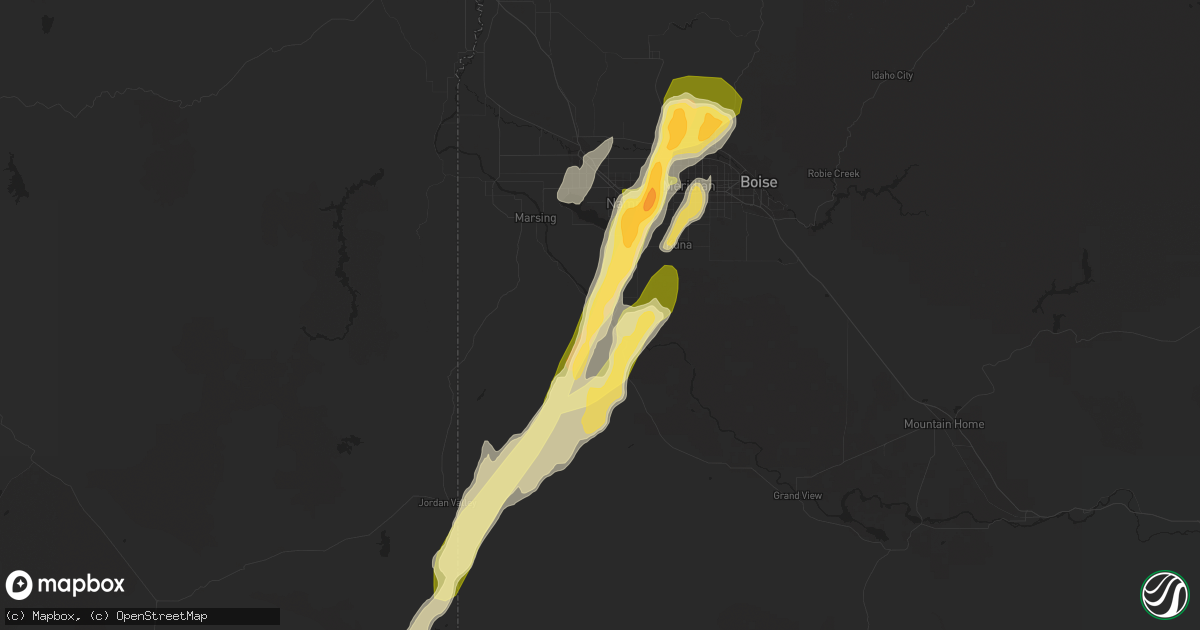 Hail map in Melba, ID on September 5, 2013