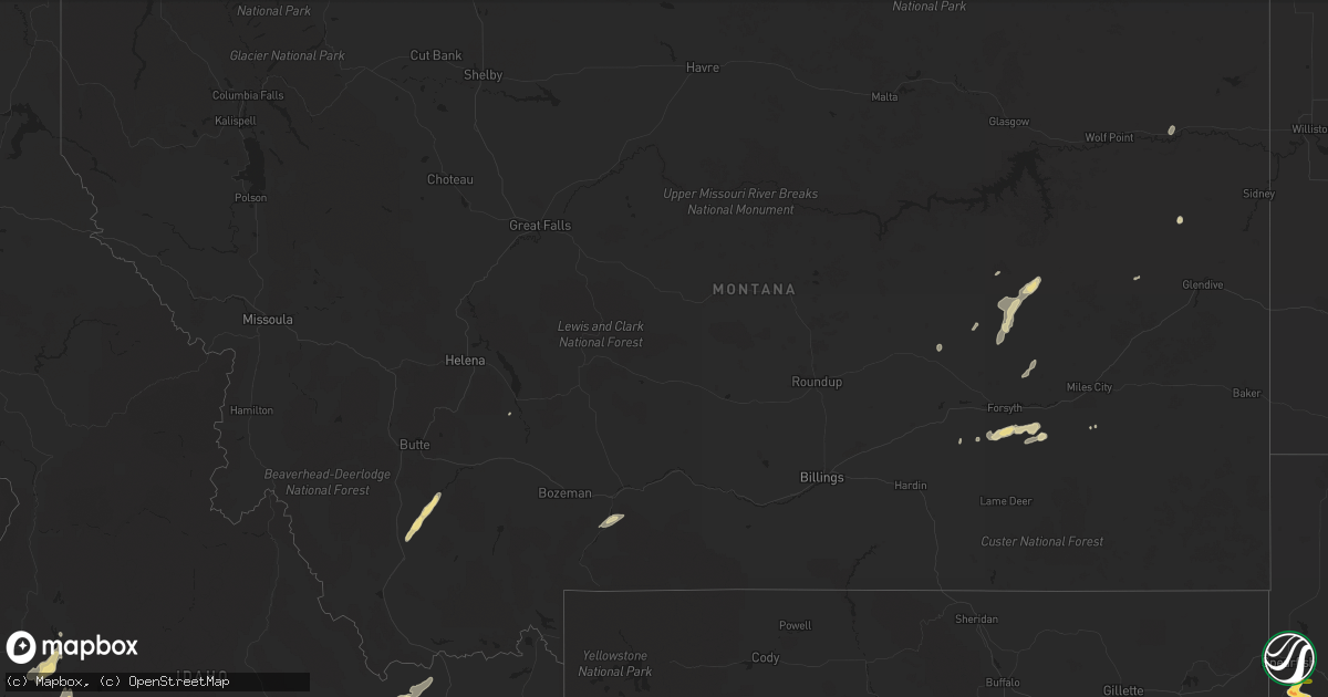 Hail map in Montana on September 5, 2013