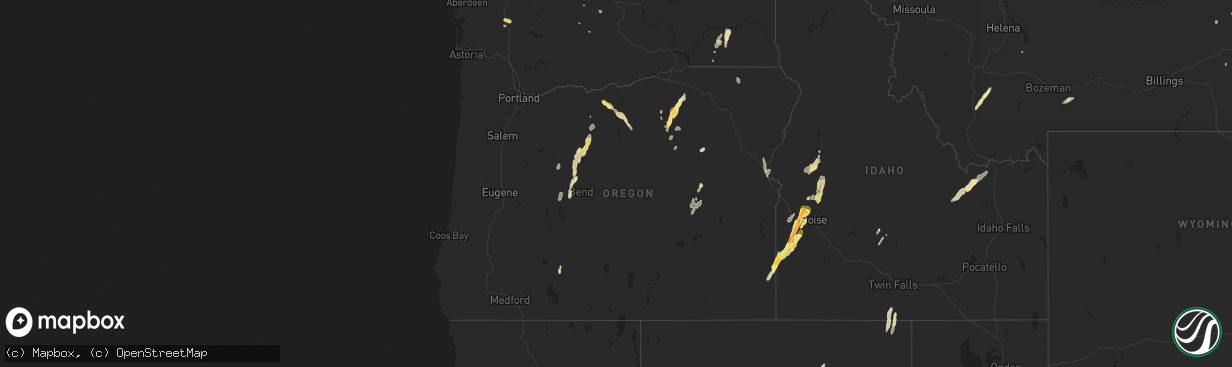 Hail map in Oregon on September 5, 2013