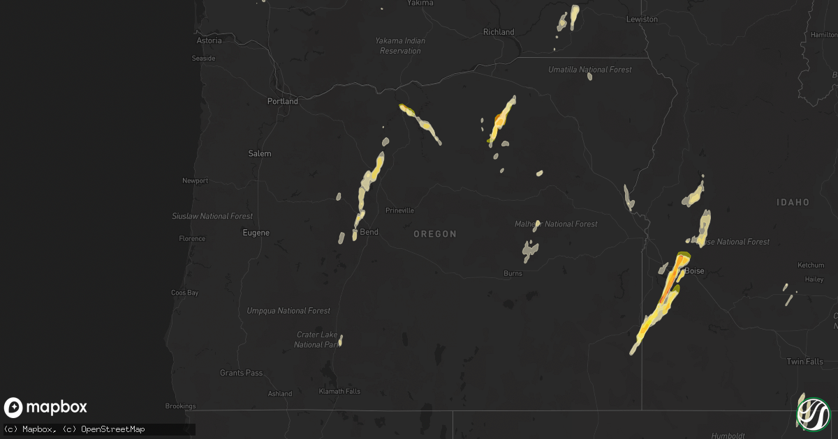 Hail map in Oregon on September 5, 2013