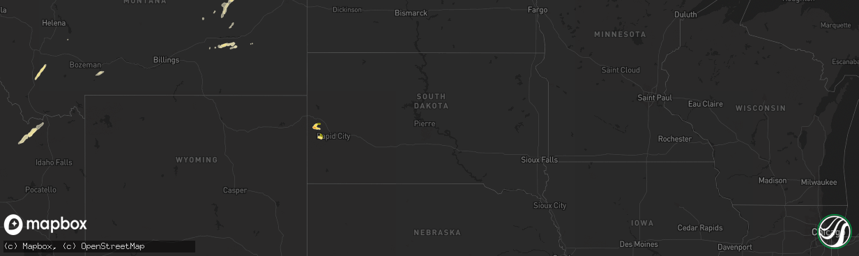 Hail map in South Dakota on September 5, 2013