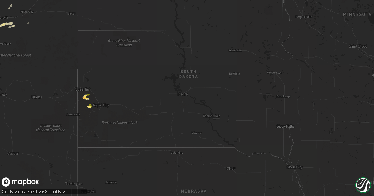 Hail map in South Dakota on September 5, 2013