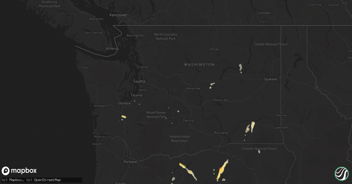 Hail map in Washington on September 5, 2013