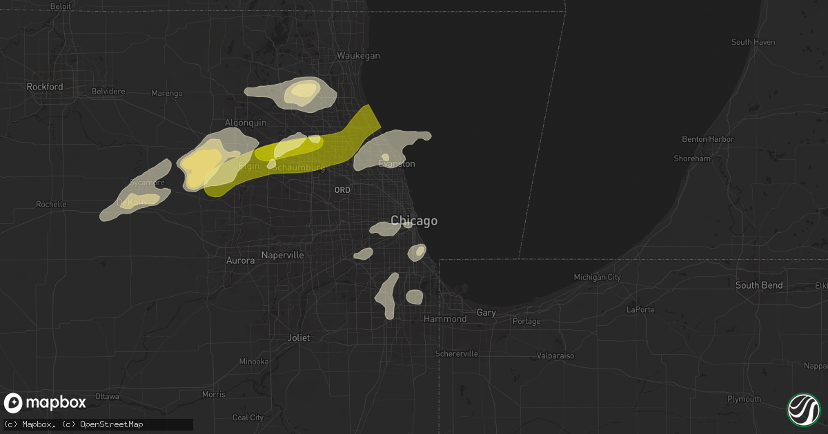 Hail map in Chicago, IL on September 5, 2014