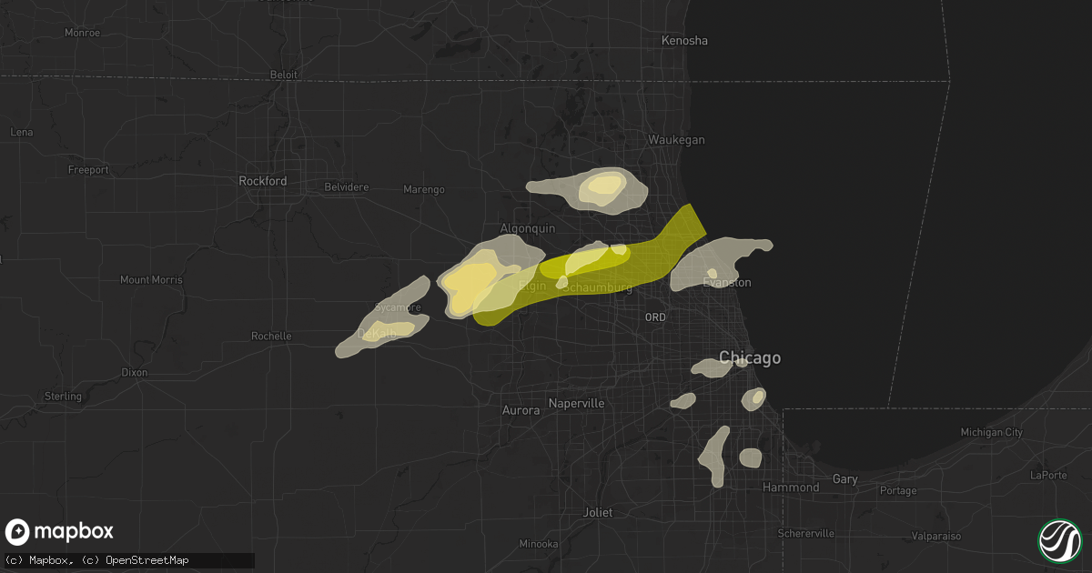 Hail map in Elgin, IL on September 5, 2014