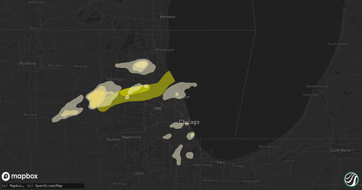 Hail map in Evanston, IL on September 5, 2014