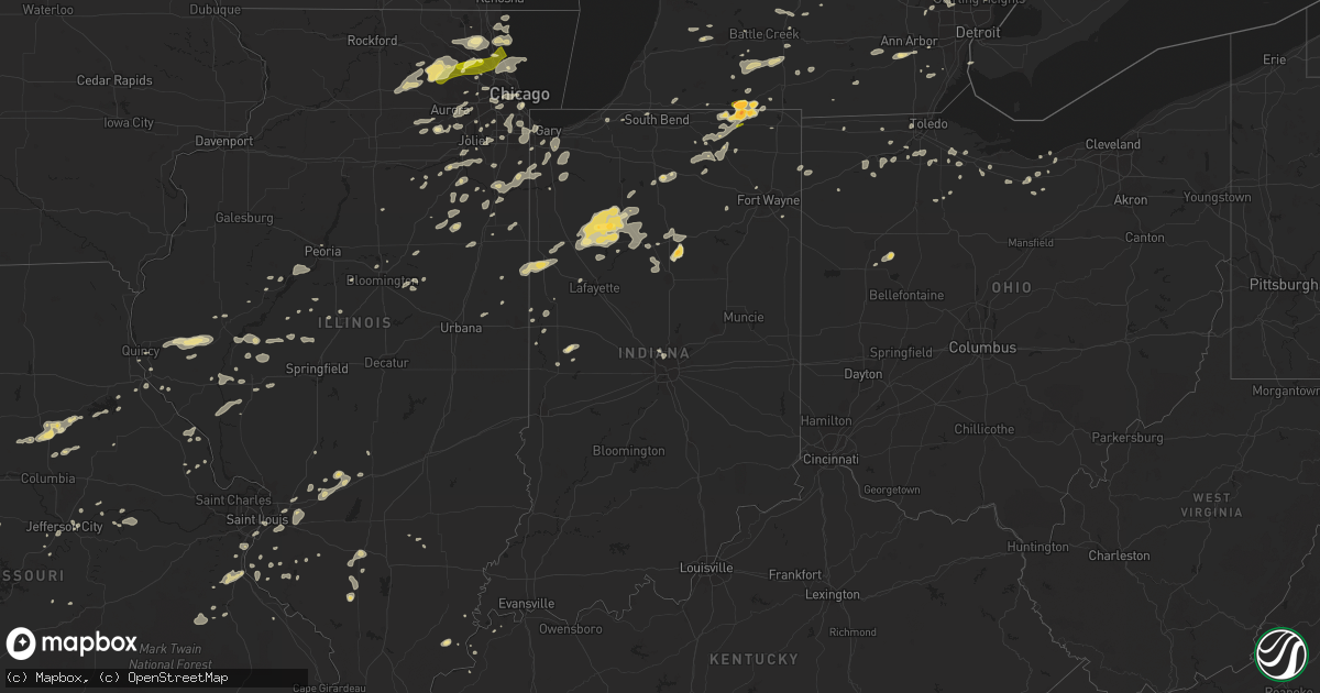 Hail map in Indiana on September 5, 2014
