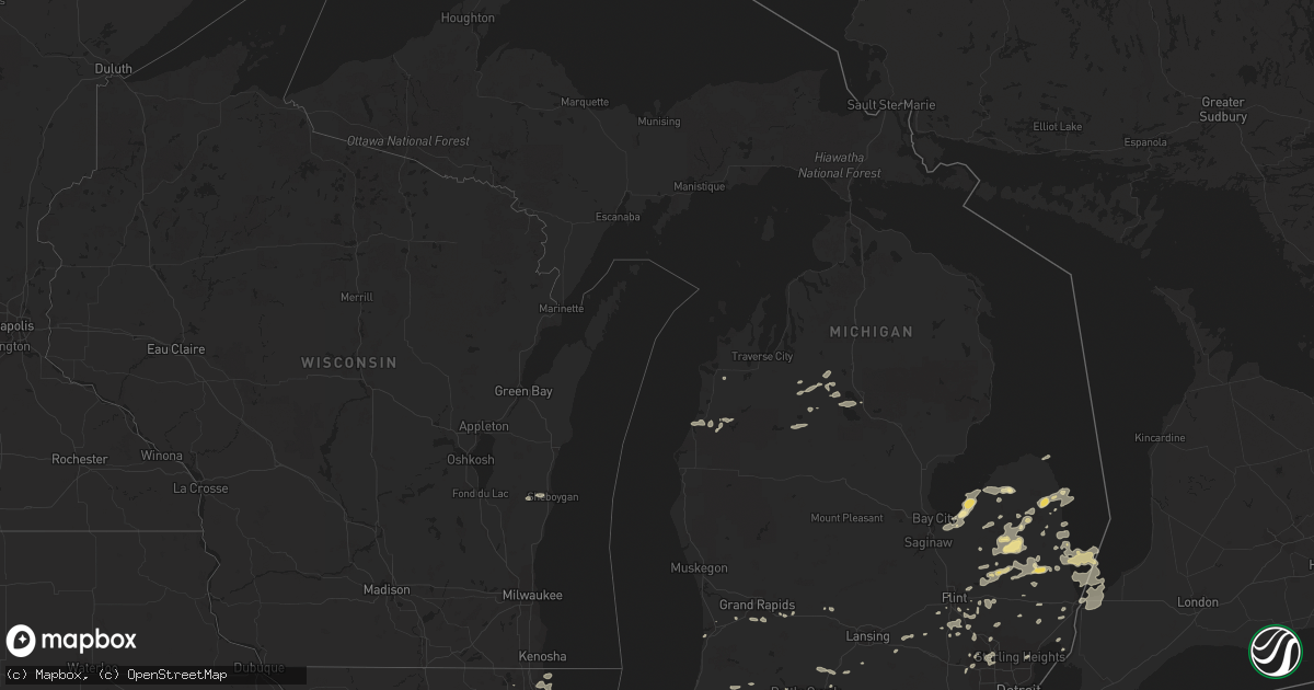 Hail map in Michigan on September 5, 2014