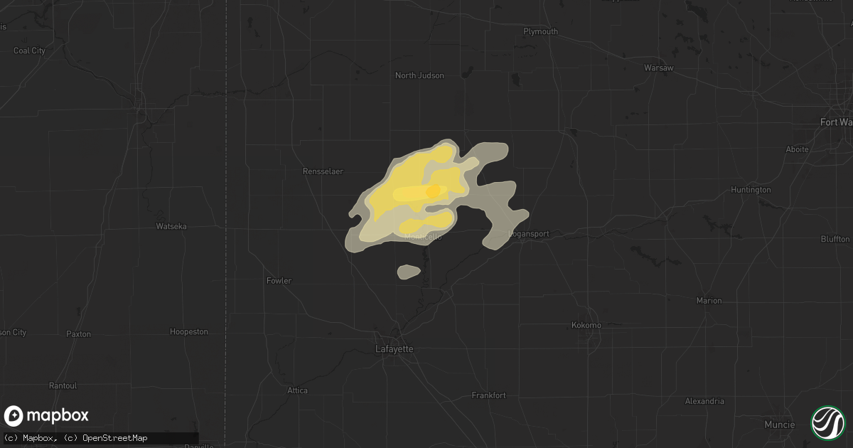Hail map in Monticello, IN on September 5, 2014