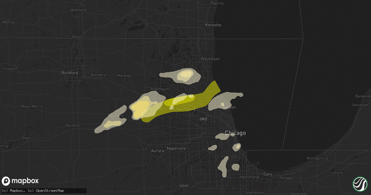 Hail map in Palatine, IL on September 5, 2014