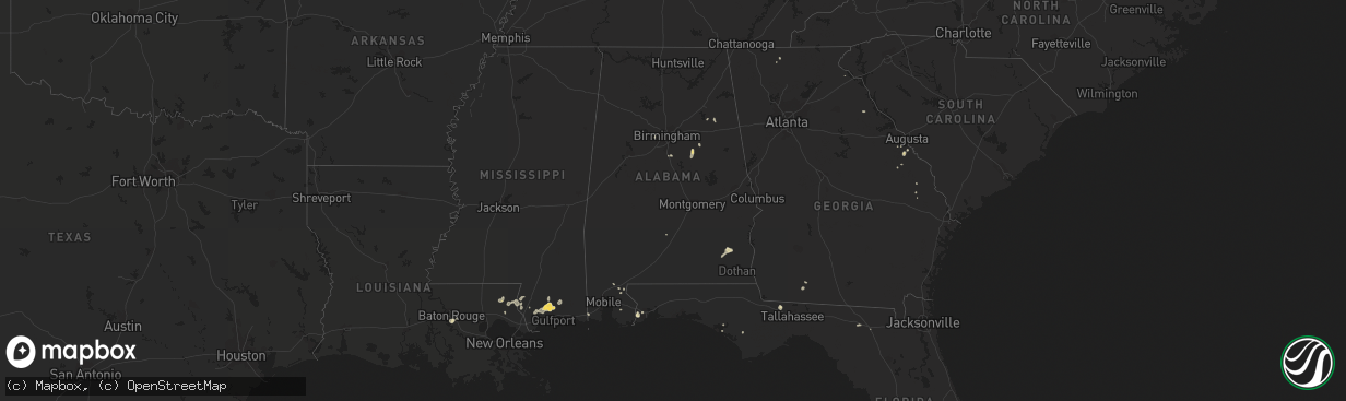 Hail map in Alabama on September 5, 2015