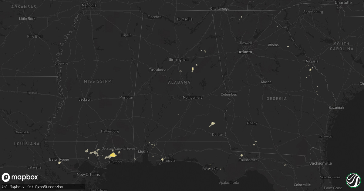 Hail map in Alabama on September 5, 2015