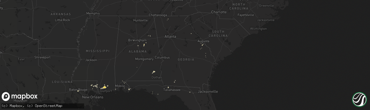 Hail map in Georgia on September 5, 2015