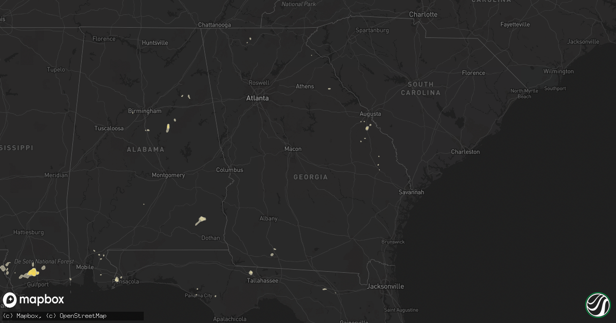 Hail map in Georgia on September 5, 2015