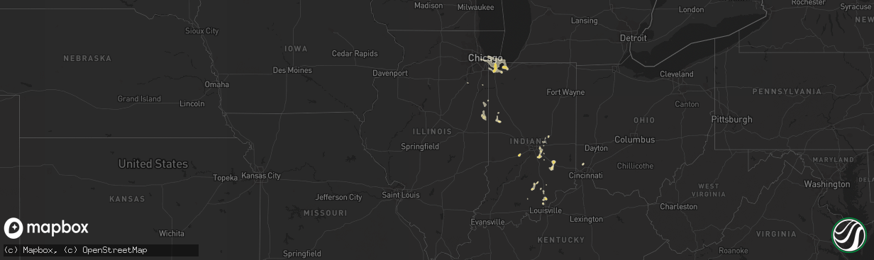 Hail map in Illinois on September 5, 2015