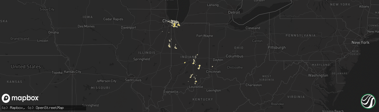 Hail map in Indiana on September 5, 2015