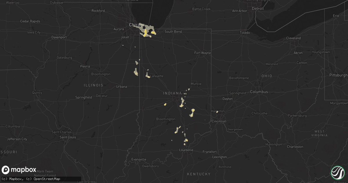 Hail map in Indiana on September 5, 2015