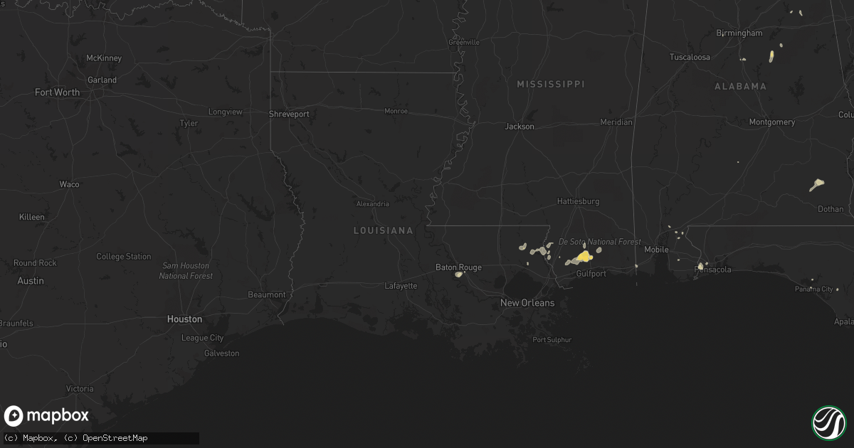 Hail map in Louisiana on September 5, 2015