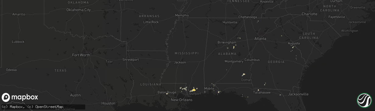 Hail map in Mississippi on September 5, 2015