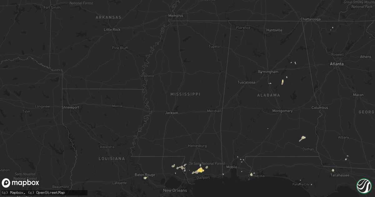 Hail map in Mississippi on September 5, 2015
