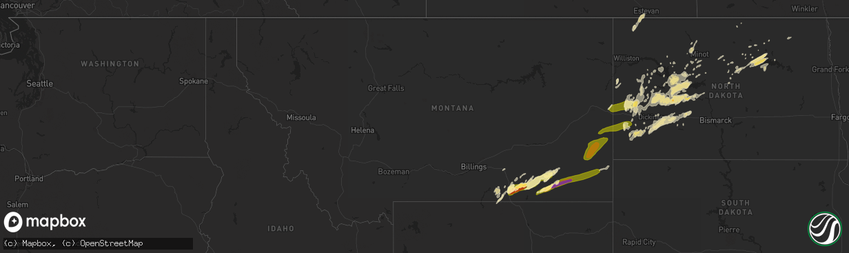 Hail map in Montana on September 5, 2015