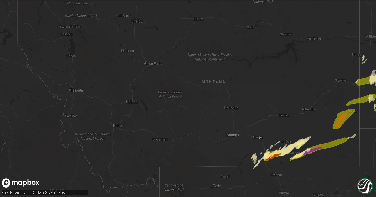 Hail map in Montana on September 5, 2015