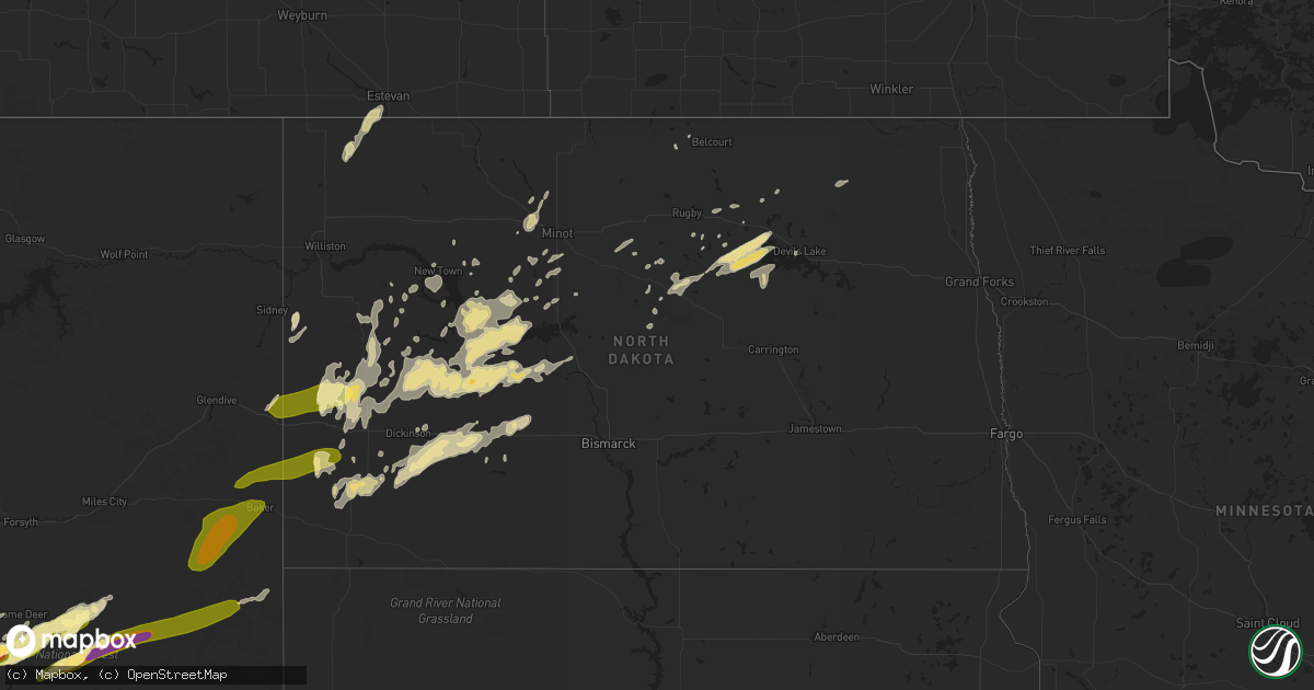 Hail map in North Dakota on September 5, 2015