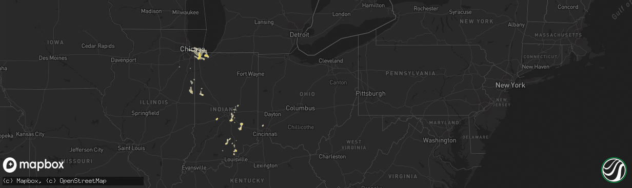 Hail map in Ohio on September 5, 2015