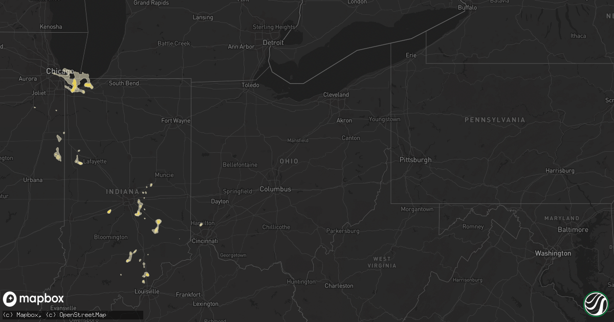 Hail map in Ohio on September 5, 2015