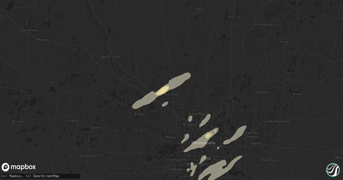 Hail map in Elk River, MN on September 5, 2016