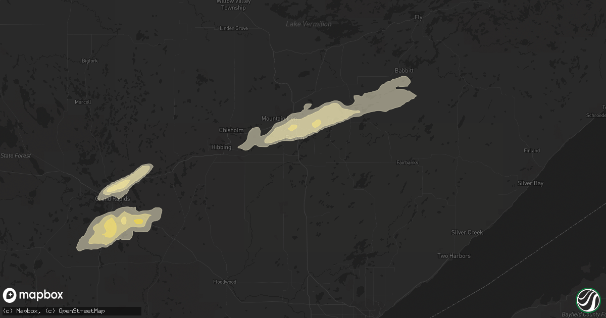 Hail map in Eveleth, MN on September 5, 2016