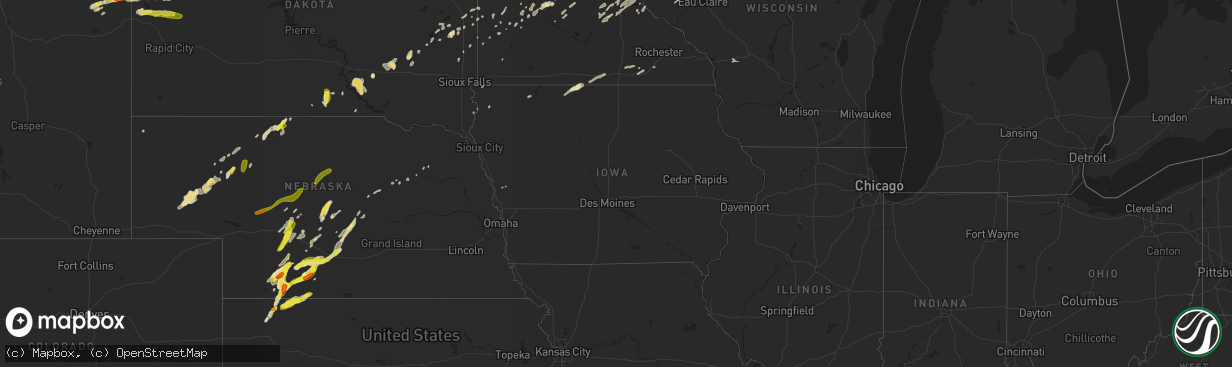 Hail map in Iowa on September 5, 2016