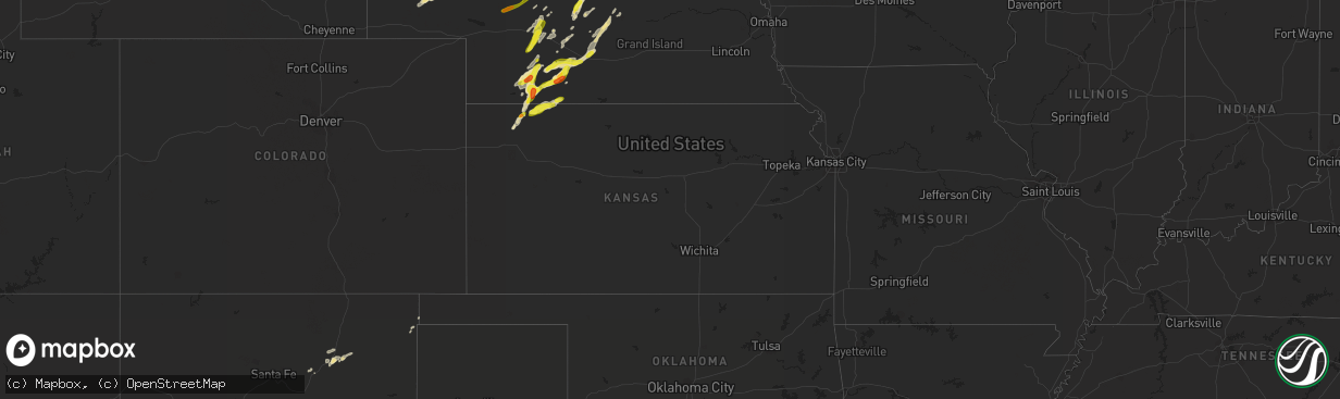 Hail map in Kansas on September 5, 2016